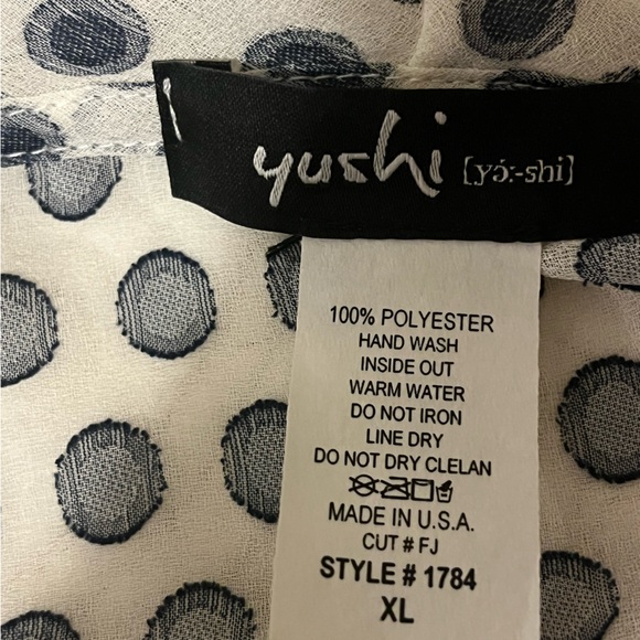 Yushi Off white, black & grey Polka Dot Flowy Top cowl neck, size XL - Picture 5 of 9